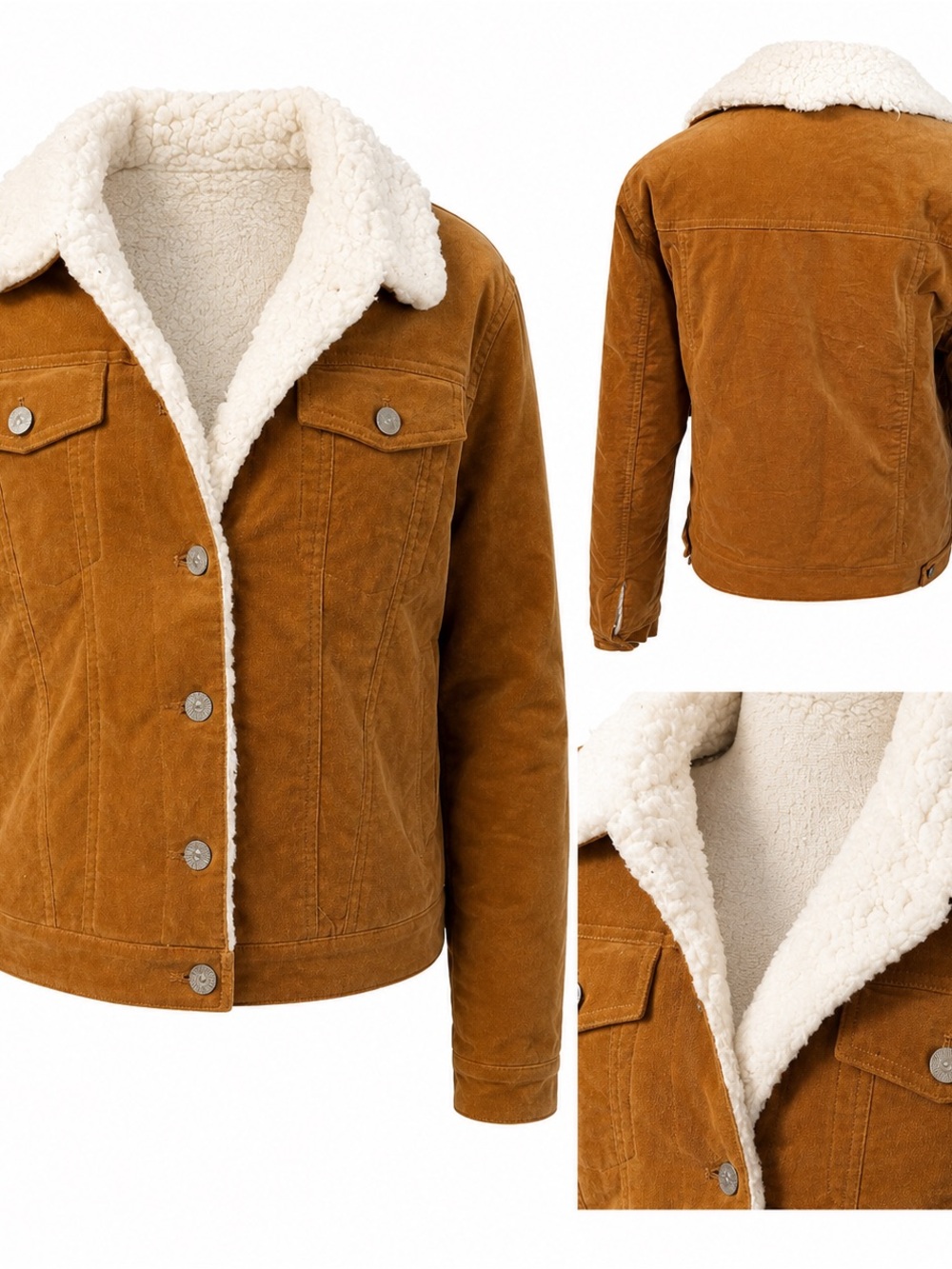 Forever 21 Camel Brown Sherpa-Lined Trucker Jacket Size Large
